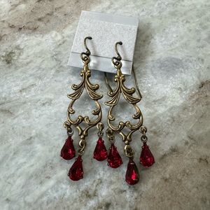 SOLD Antique brass chandelier earrings